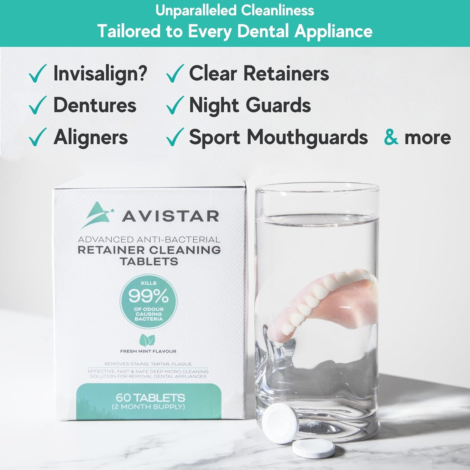 Retainer & Mouth Guard Cleaner Tablets – Mint Flavor Retainer Cleaner Tablets &