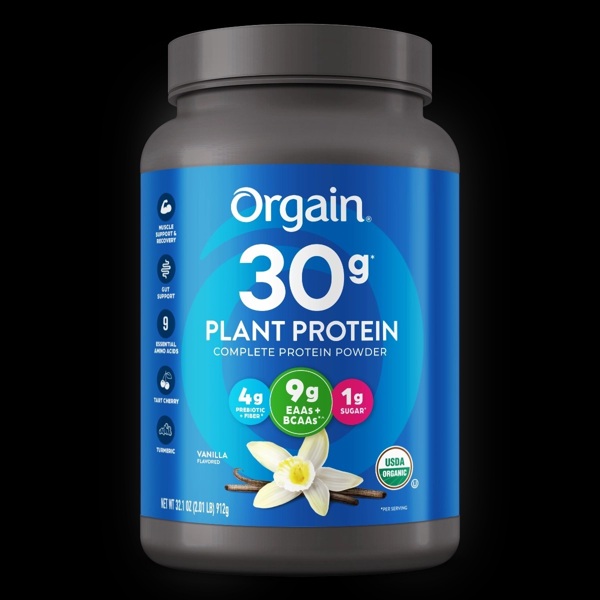 Orgain Organic 30g Vegan Plant Protein Powder, Vanilla, EXP 11/27, 2.01 LB