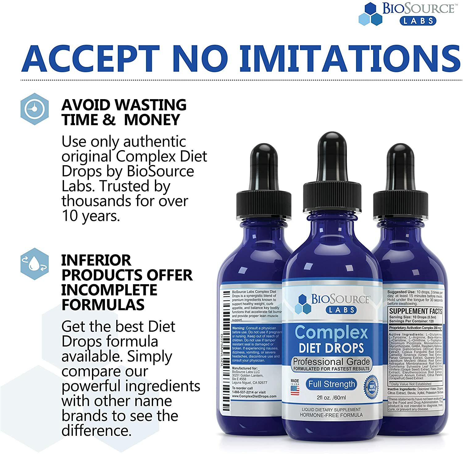BioSource Labs Complex Diet Drops – Natural Weight Management Drops Unisex 2 oz