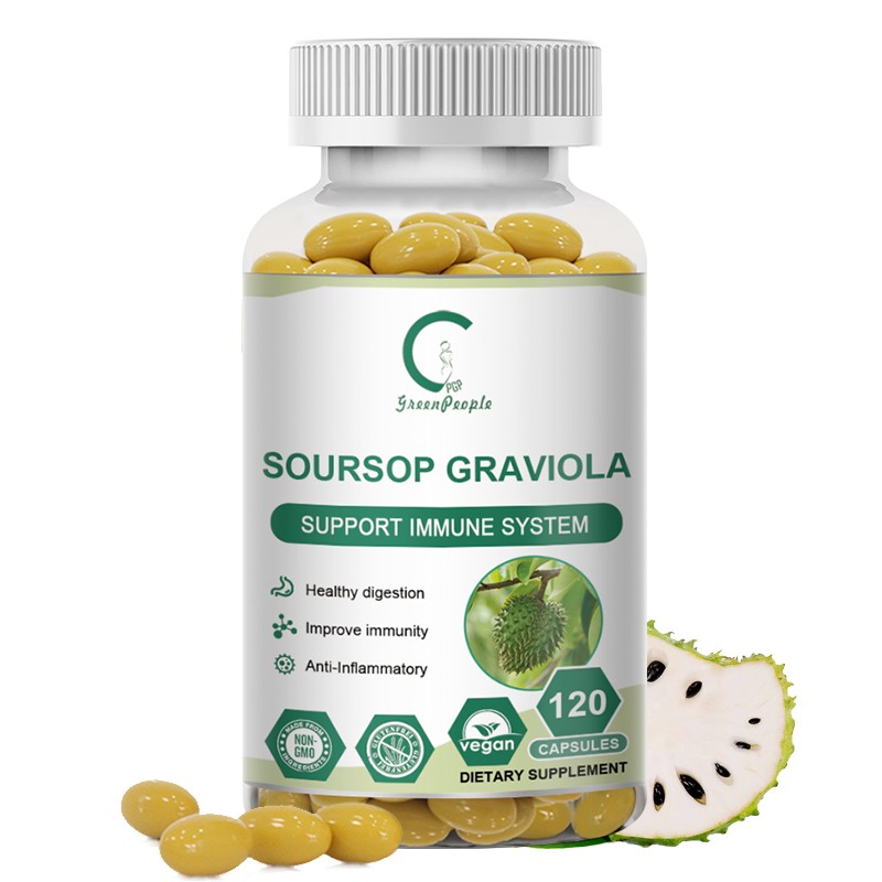 Soursop Graviola Capsules 1000mg 120 Pure Natural Soursop Capsules Leaves fruit