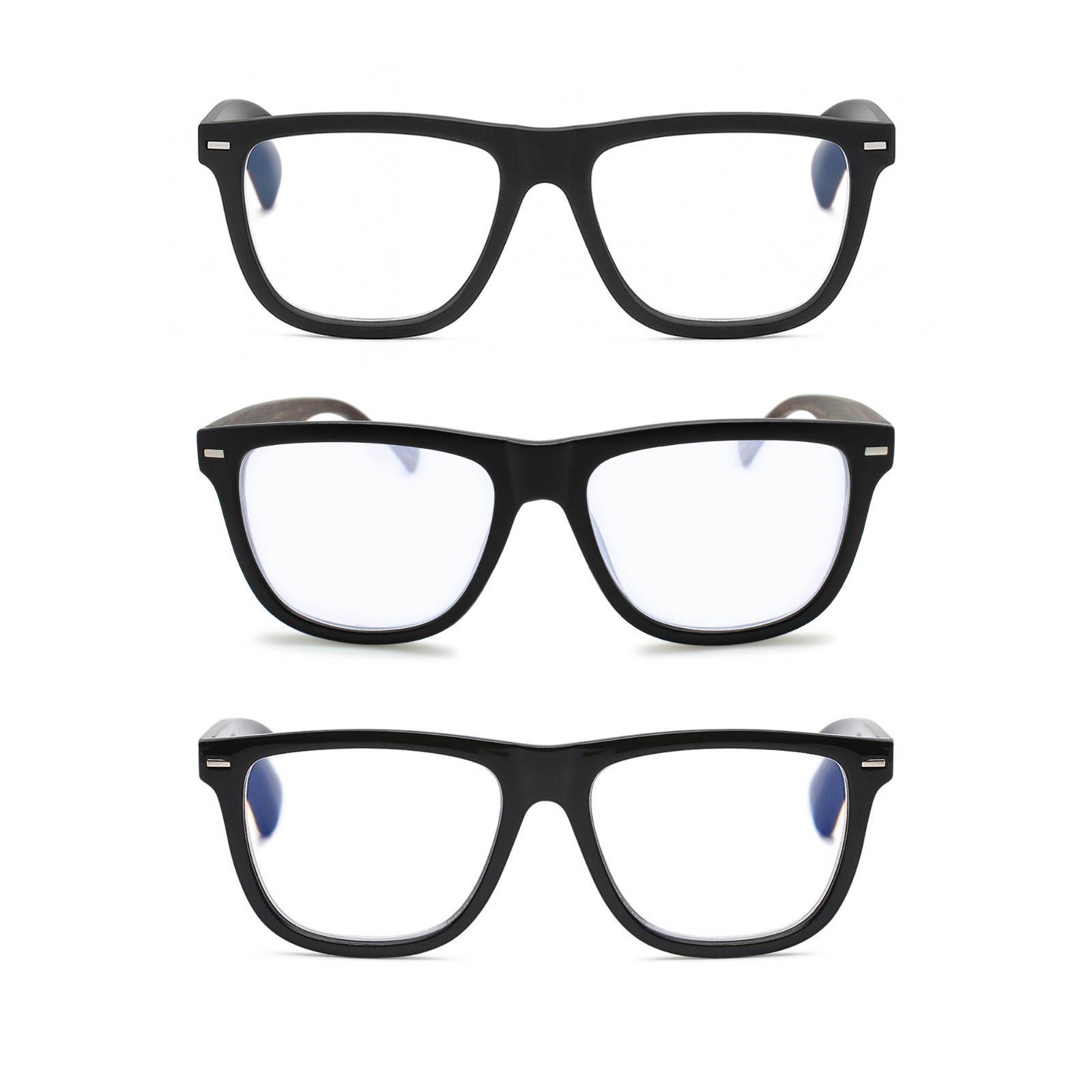 Unbreakable premium men’s reading glasses large oversized retro matte black wood