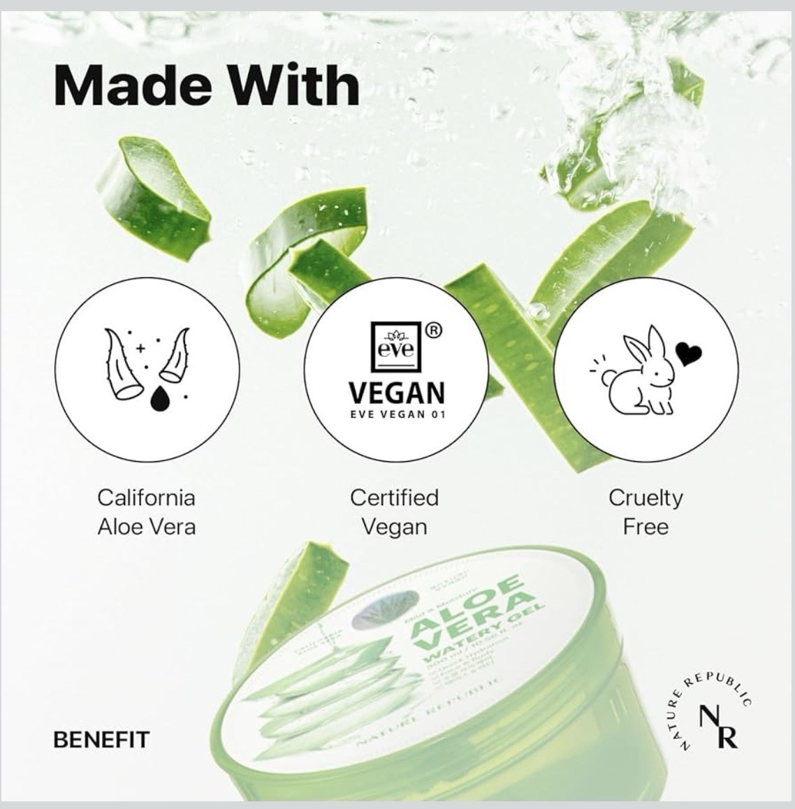 NATURE REPUBLIC Mild & Moisture Aloe Vera Gel Moisturizer 300ml Vegan 12M