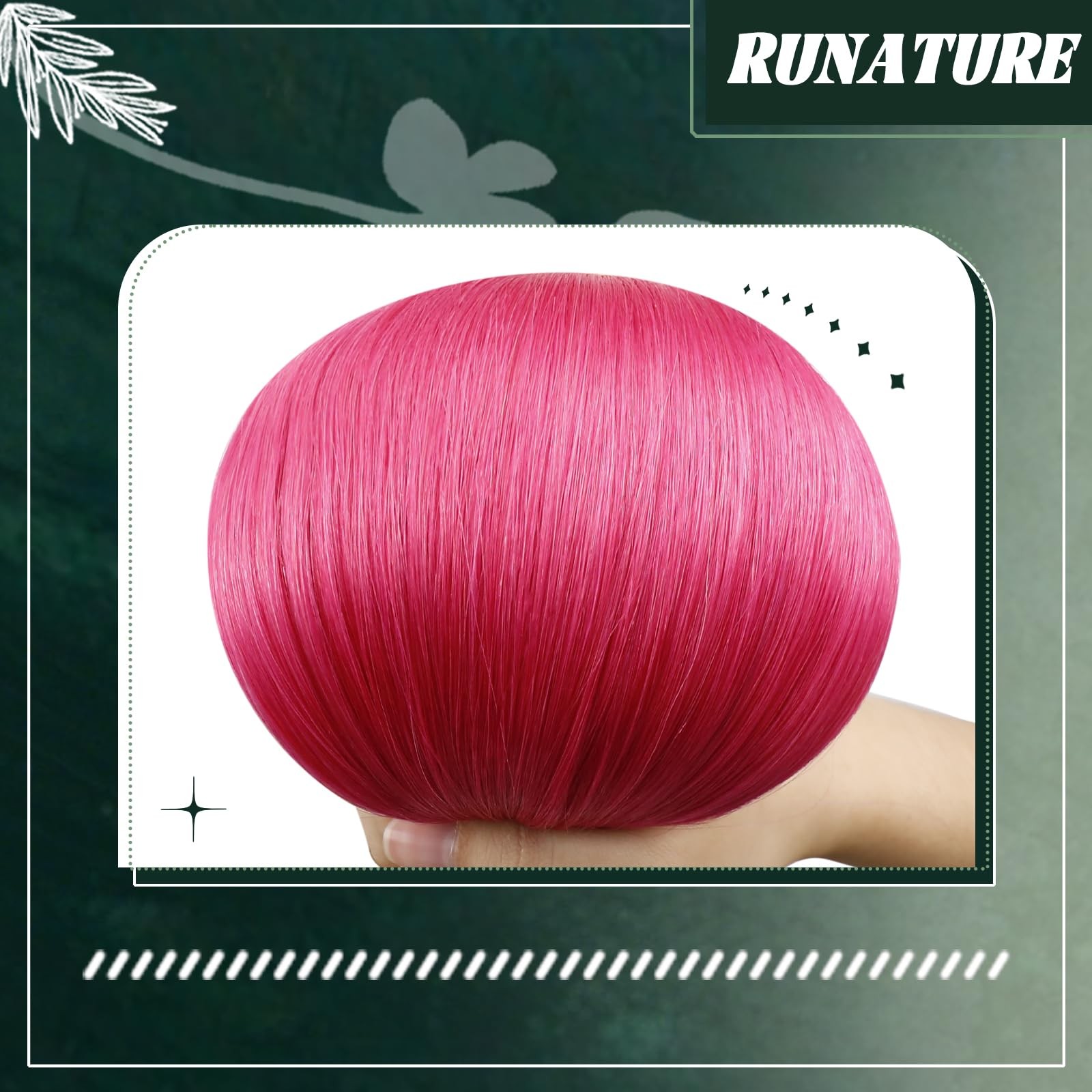 Runature Pink Nano Bead Hair Extensions Human Hair 20 Inch 50G 50S Invisible