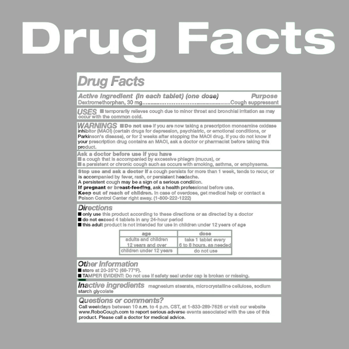 Cough Suppressant 100 Tablets 30mg Dextromethorphan