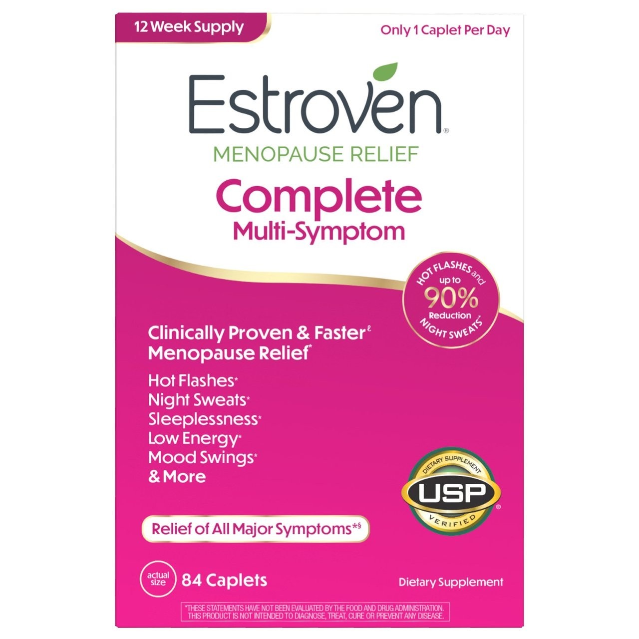Estroven Menopause Relief, 84 Caplets Complete Multi-Symptom EXP 07/28
