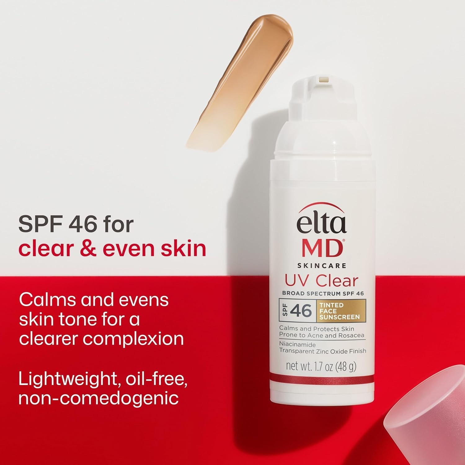 UV Clear Tinted Sunscreen for Face, SPF 46 with Zinc Oxide, Oil-Free