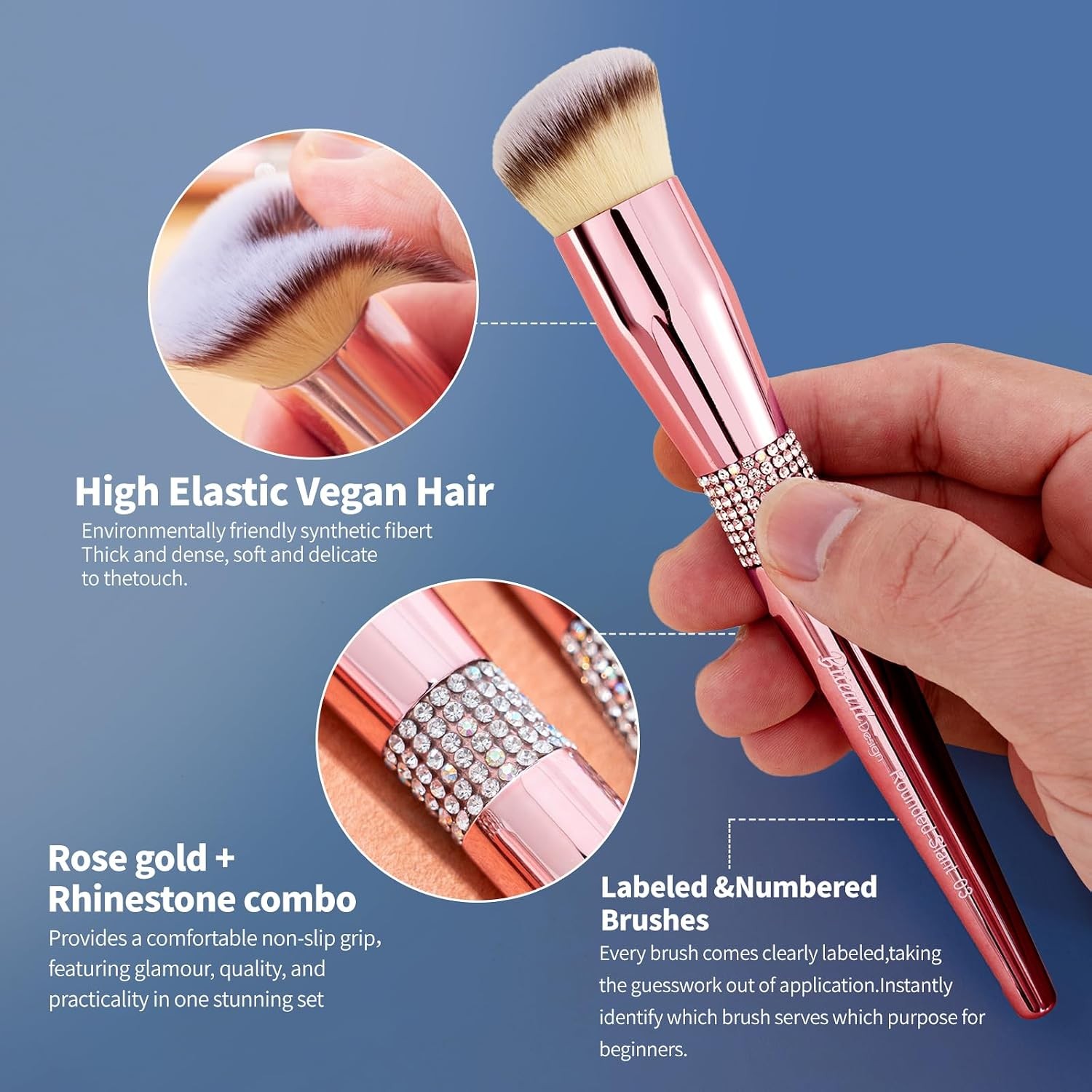 Bueart 16Pcs Makeup Brushes Set w/Holder, Pro Soft for Face & Eyes