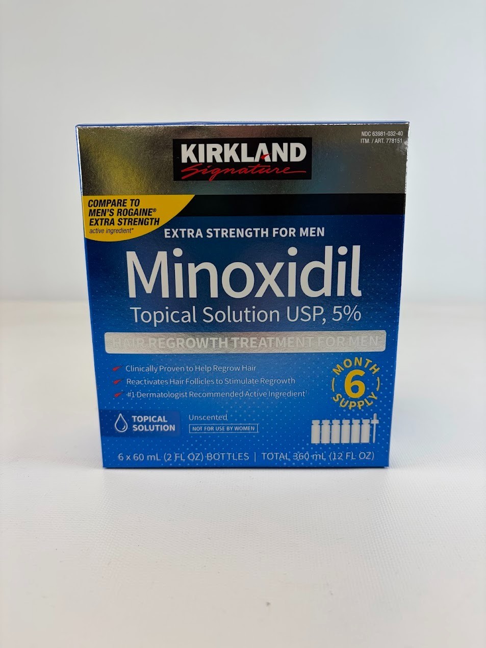 Kirkland Minoxidil 5% Extra Strength for Men Hair Regrowth 1 Box EXP 8/2027