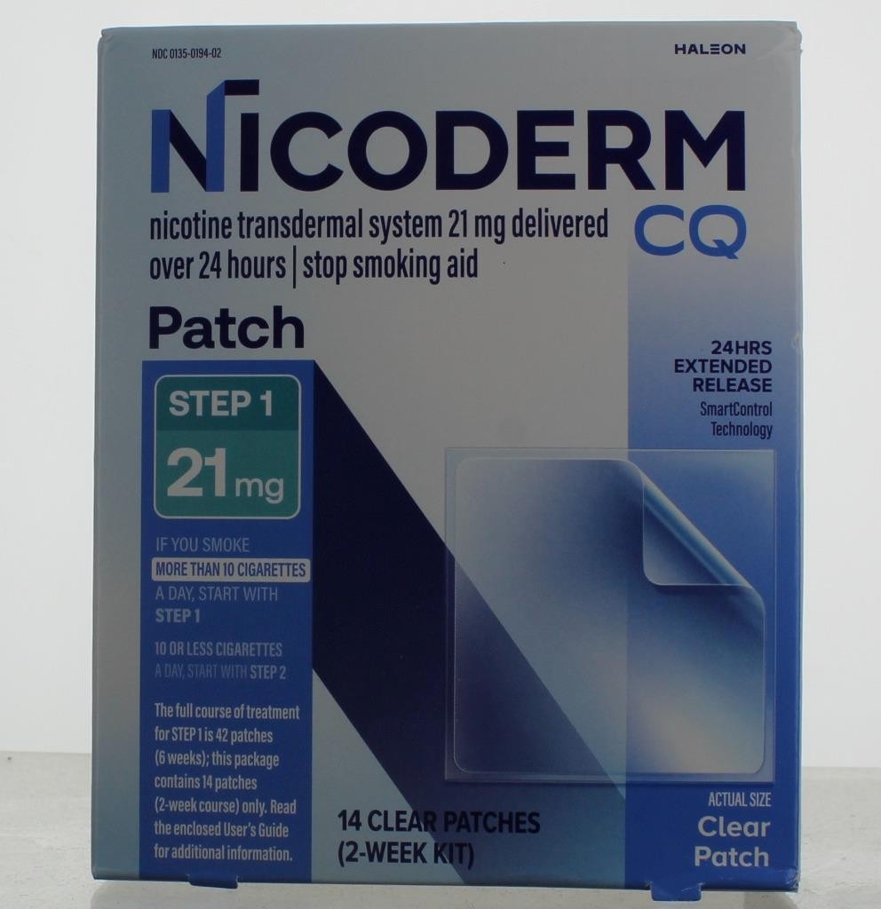 NicoDerm CQ Nicotine Patch Step 1 21mg 14CT EXP 08/2028 Free Shipping