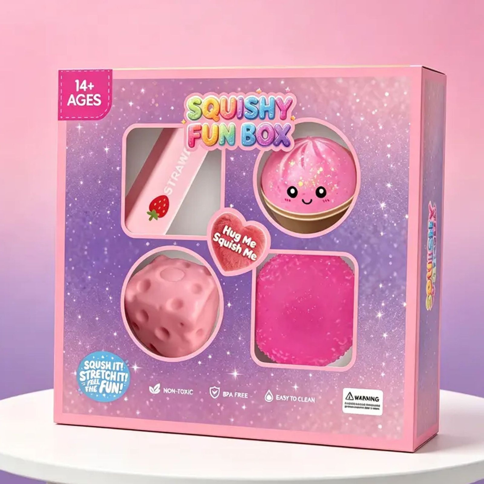 Pink Cute Food Shape Squishy 4Pcs Maltose Texture Stress Relief Toy for friends