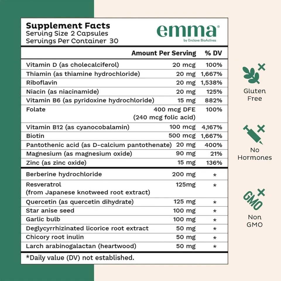 3 Pack Emma Gut Health Supplement 180 Capsules for Bloating Relief & Leaky Gut