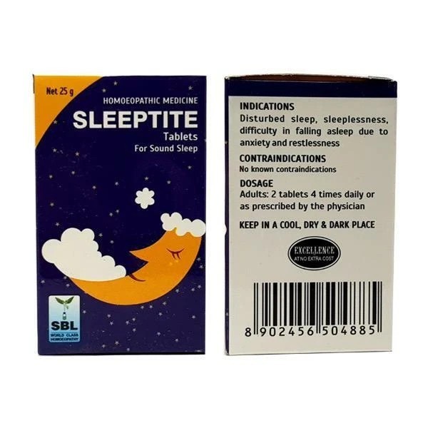 SBL Homoeopathic Sleeptite Tablet (25gm) Helps in Disturbed Sleep, (pack of 2)