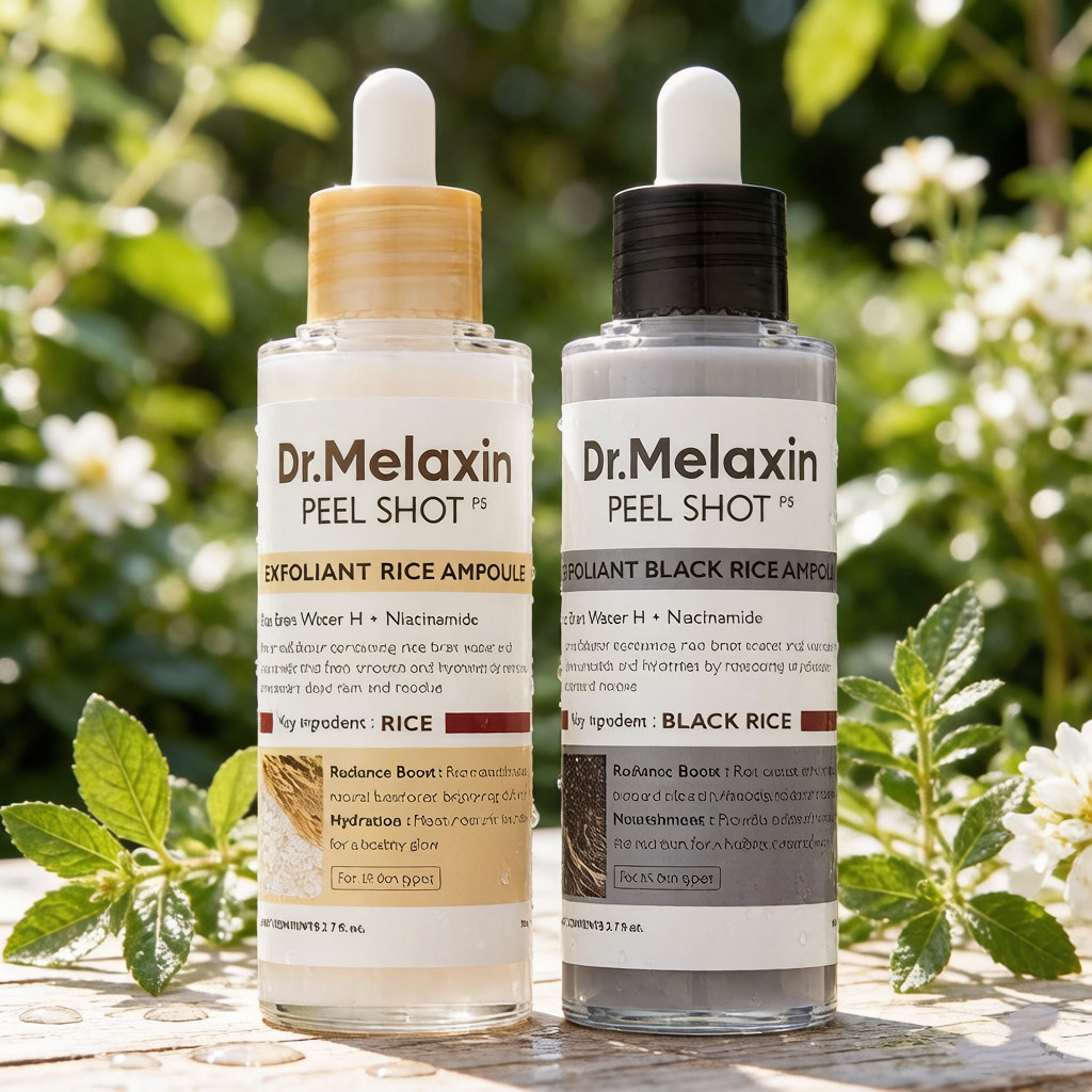 [US Seller]NEW Dr.Melaxin Peel Shot Glow White and Black Rice Ampoule Duo