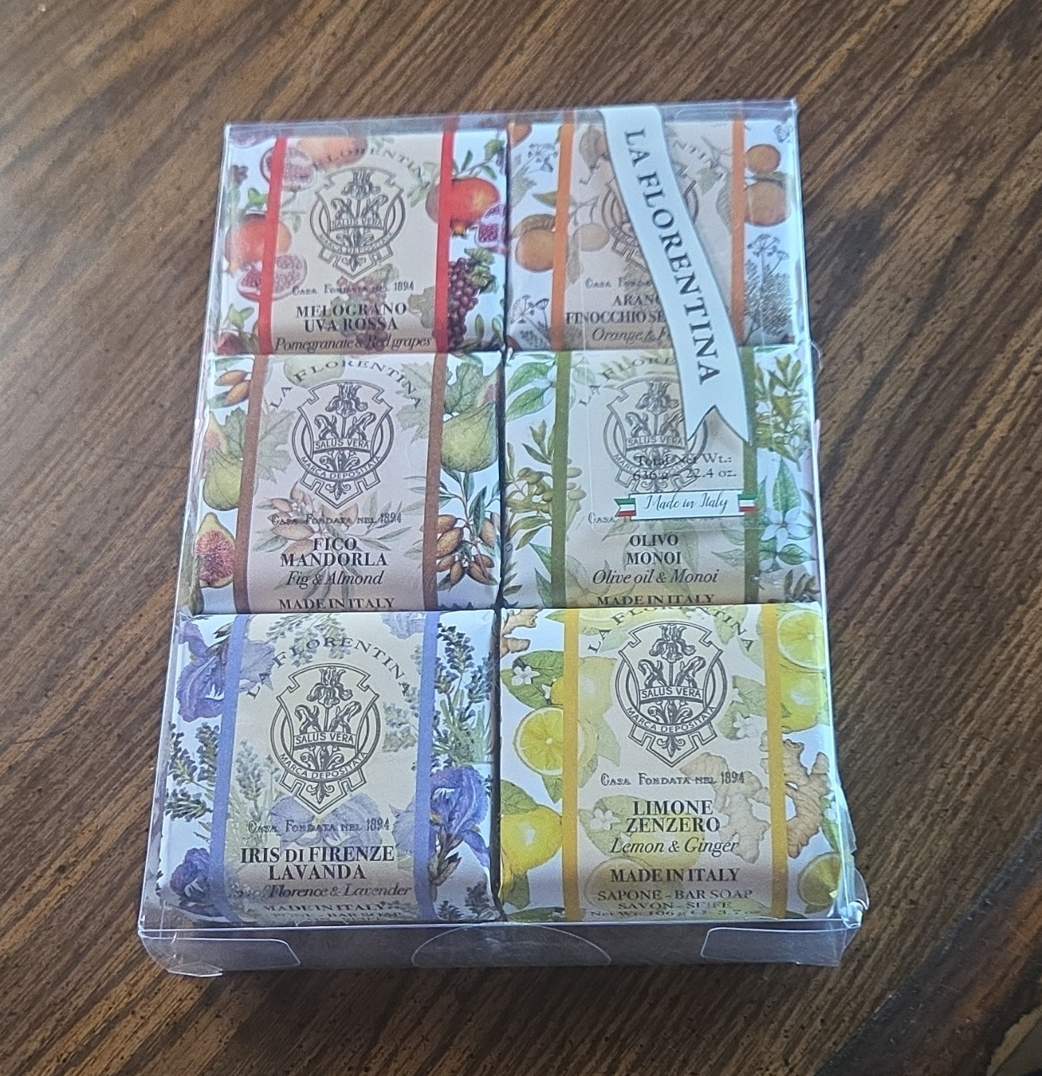 La Florentina Vegetable Soap Bar Set Shea Butter Olive Oil Assorted 6 x 2.4 oz