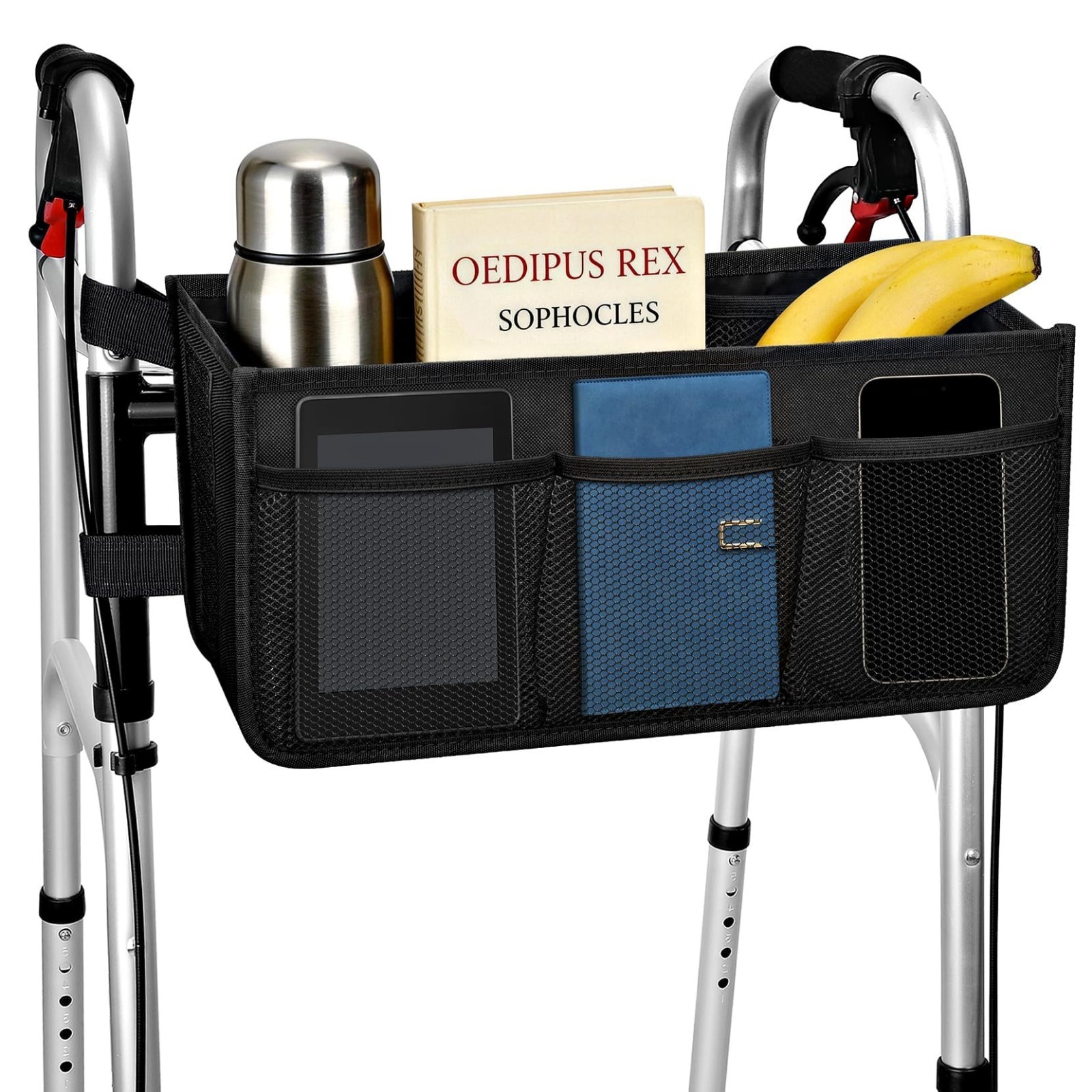 Foldable Walker Basket with Cup Holder – Large Capacity, Stable Design, Not for