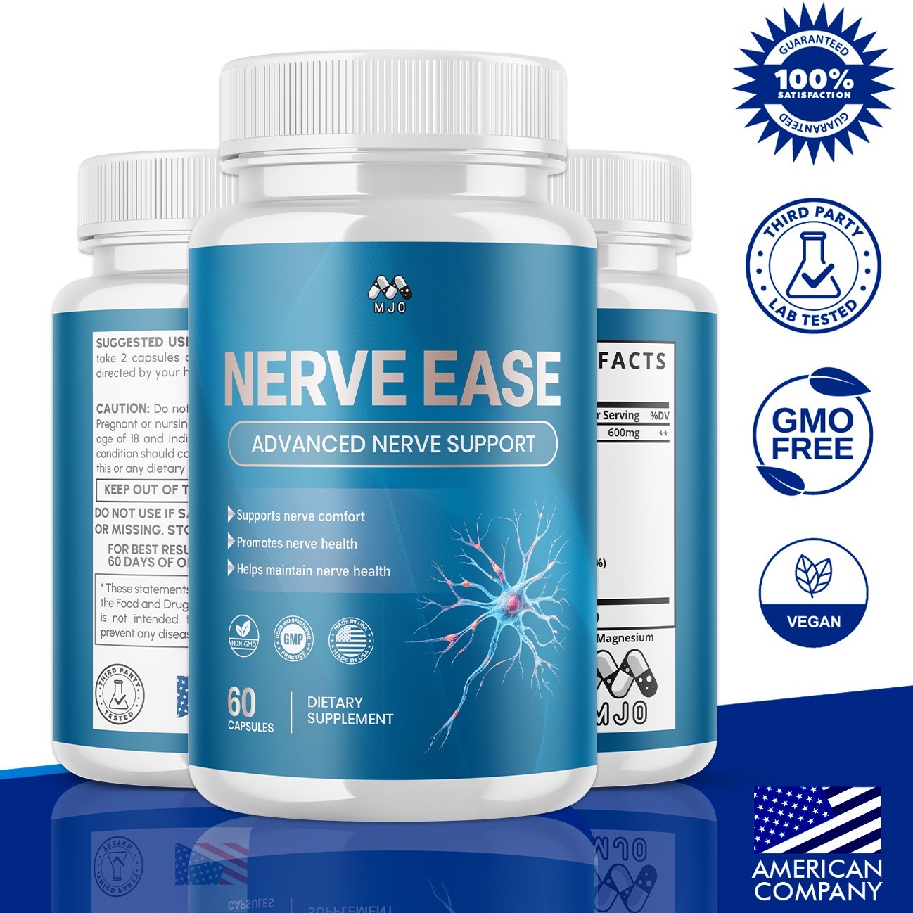 (1 Pack) Nerve Ease Advanced Nerve Support Strength Formula NerveEase 60 Caps