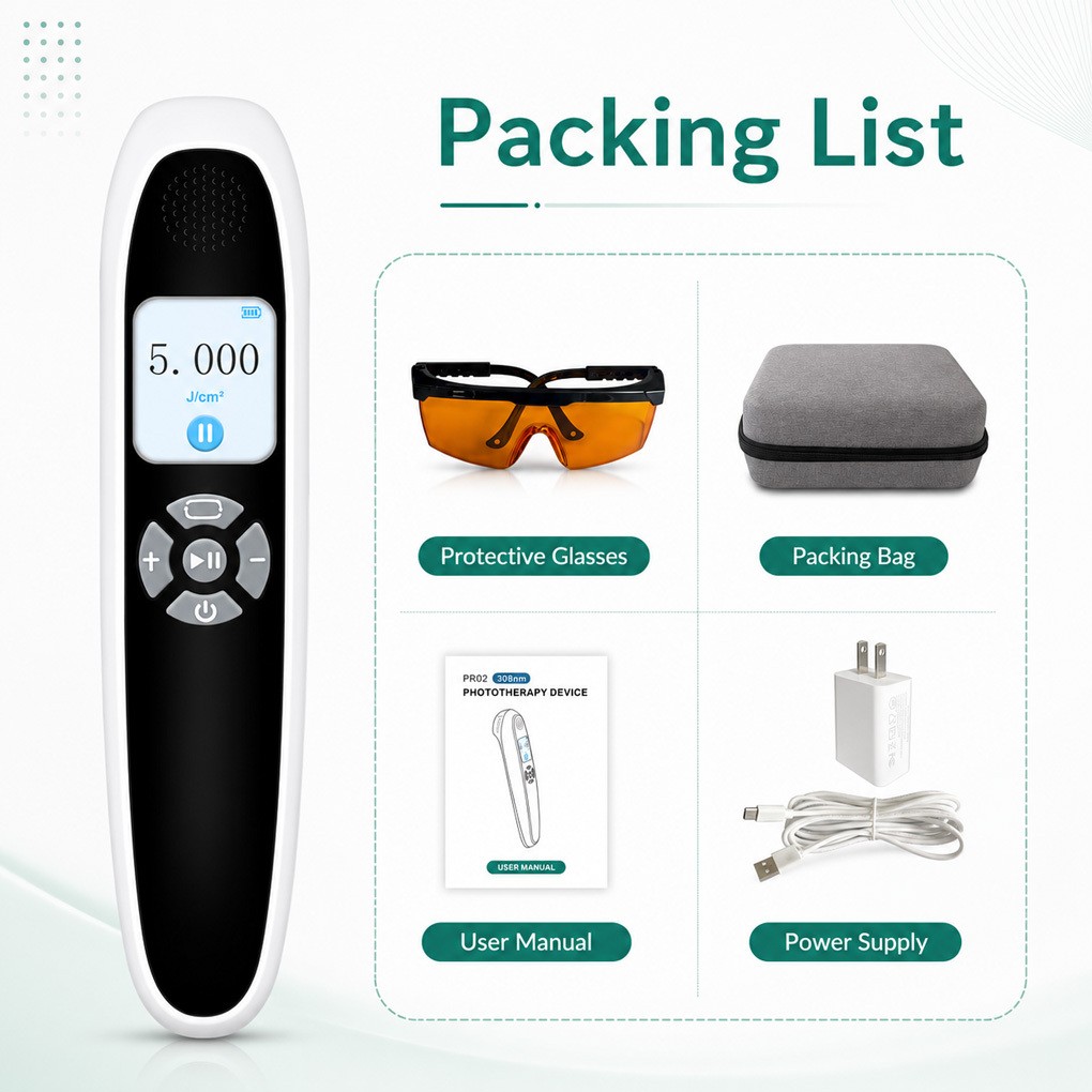 Rechargeable 308nm UVB Phototherapy Device Portable for Daily Skin Care Home