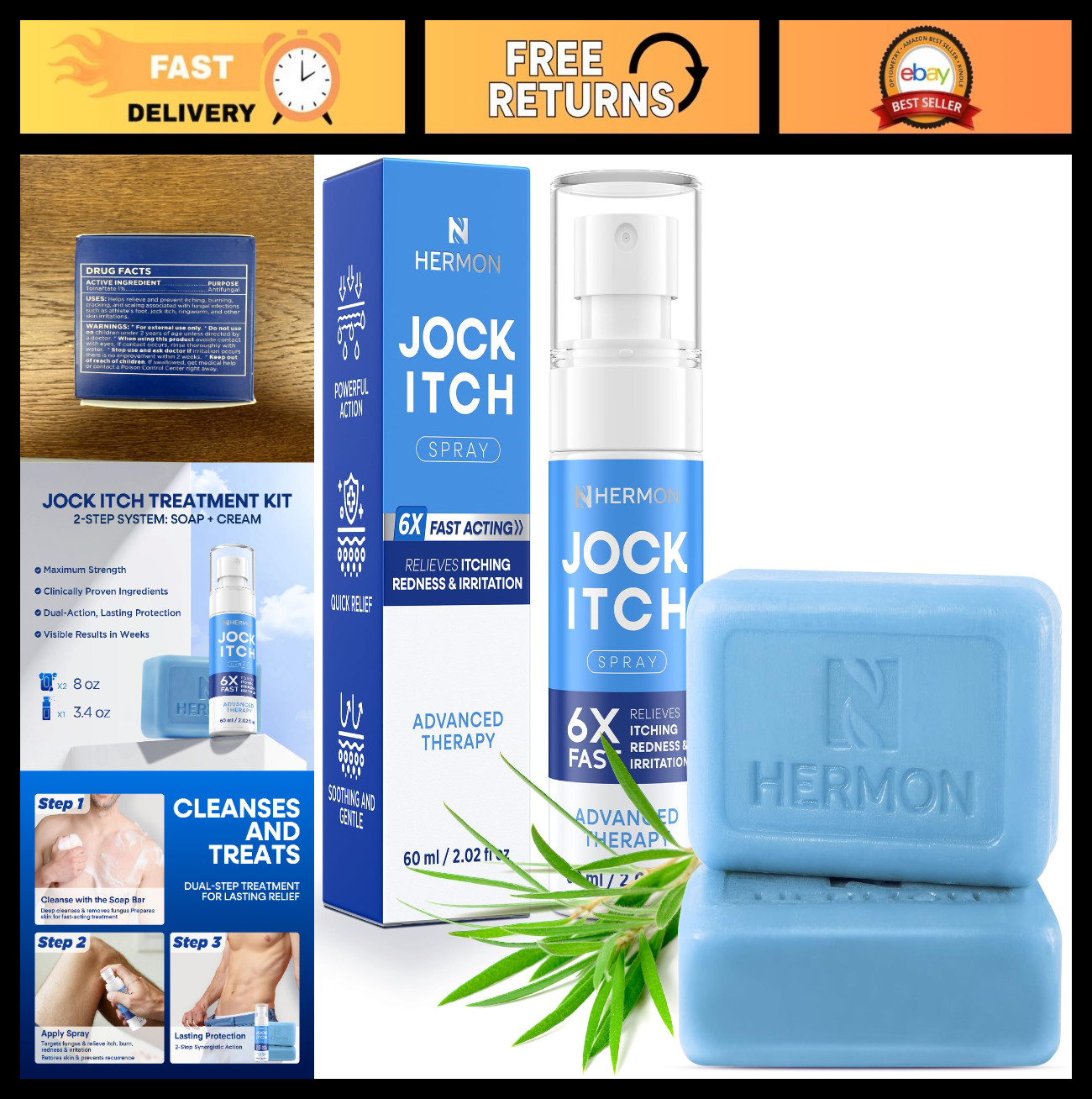Antifungal Jock Itch Spray & Soap Kit – Fast Relief for Itching, Burning & Redne