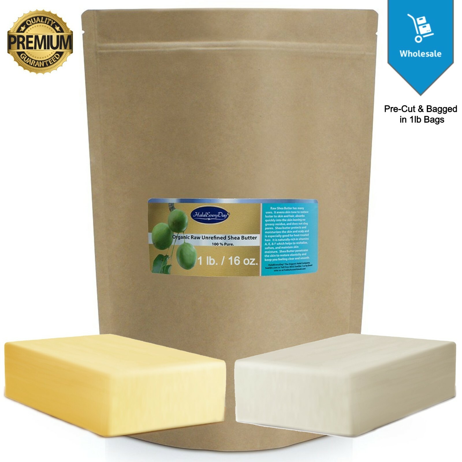 Raw African Shea Butter 1 LB – 100% Pure Unrefined Organic Ghana Wholesale Bulk