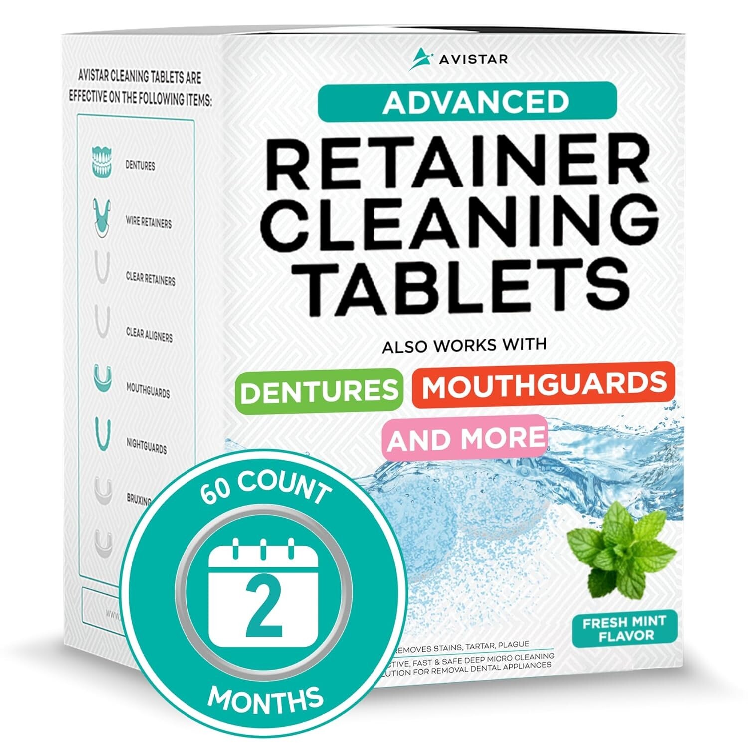 Retainer & Mouth Guard Cleaner Tablets – Mint Flavor 60 Pack