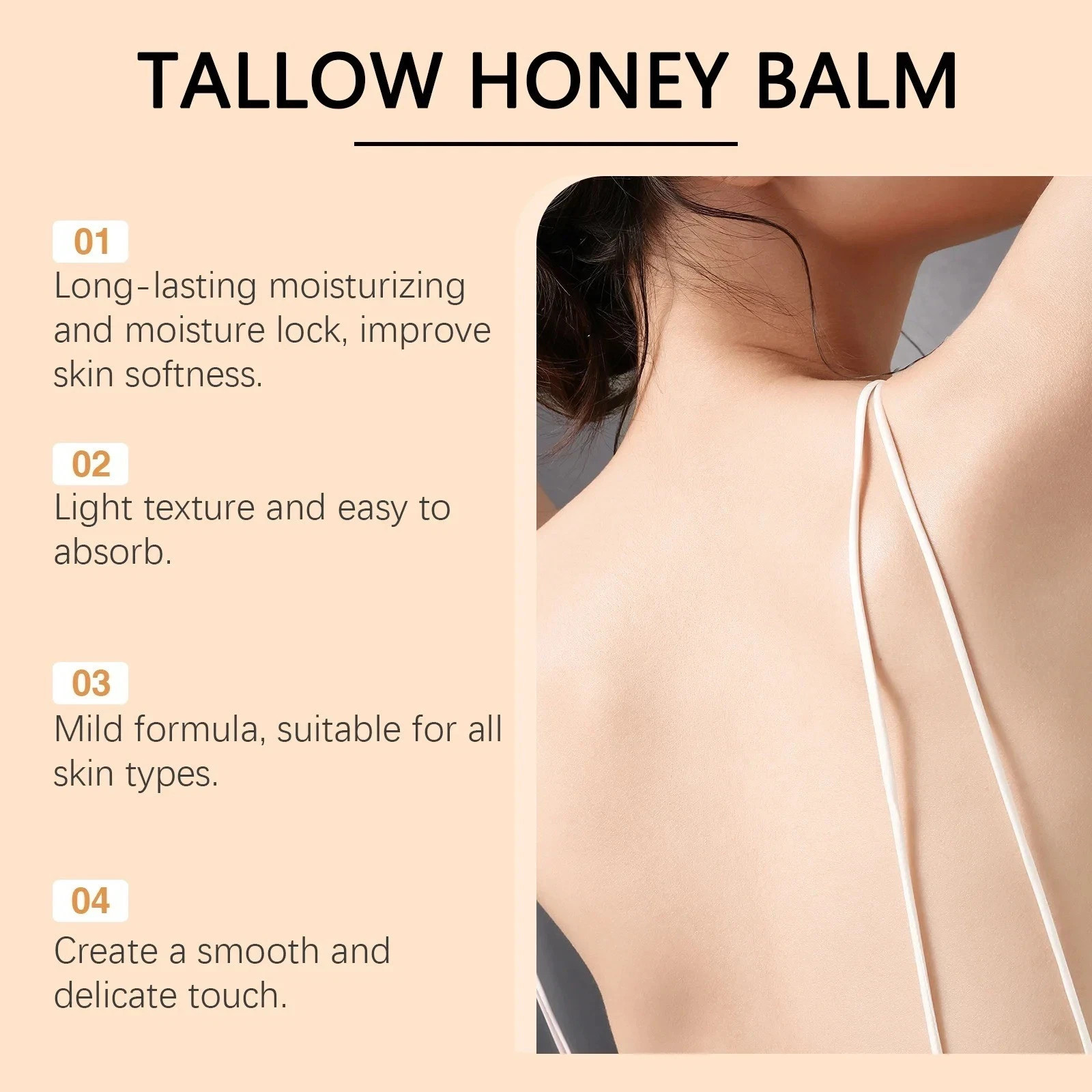 Beef Tallow Honey Face & Body Moisturizing Cream 60g Hydrating Skin Care Balm