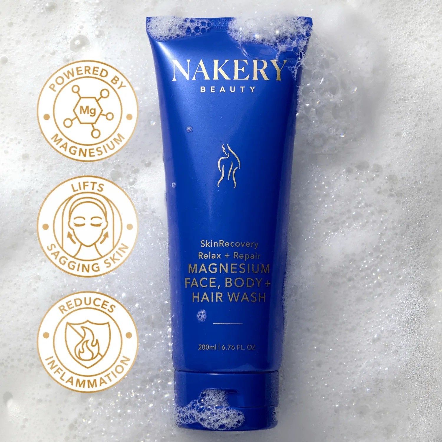 Nakery Beauty SkinRecovery Magnesium Wash Face Body Hair 6.76oz