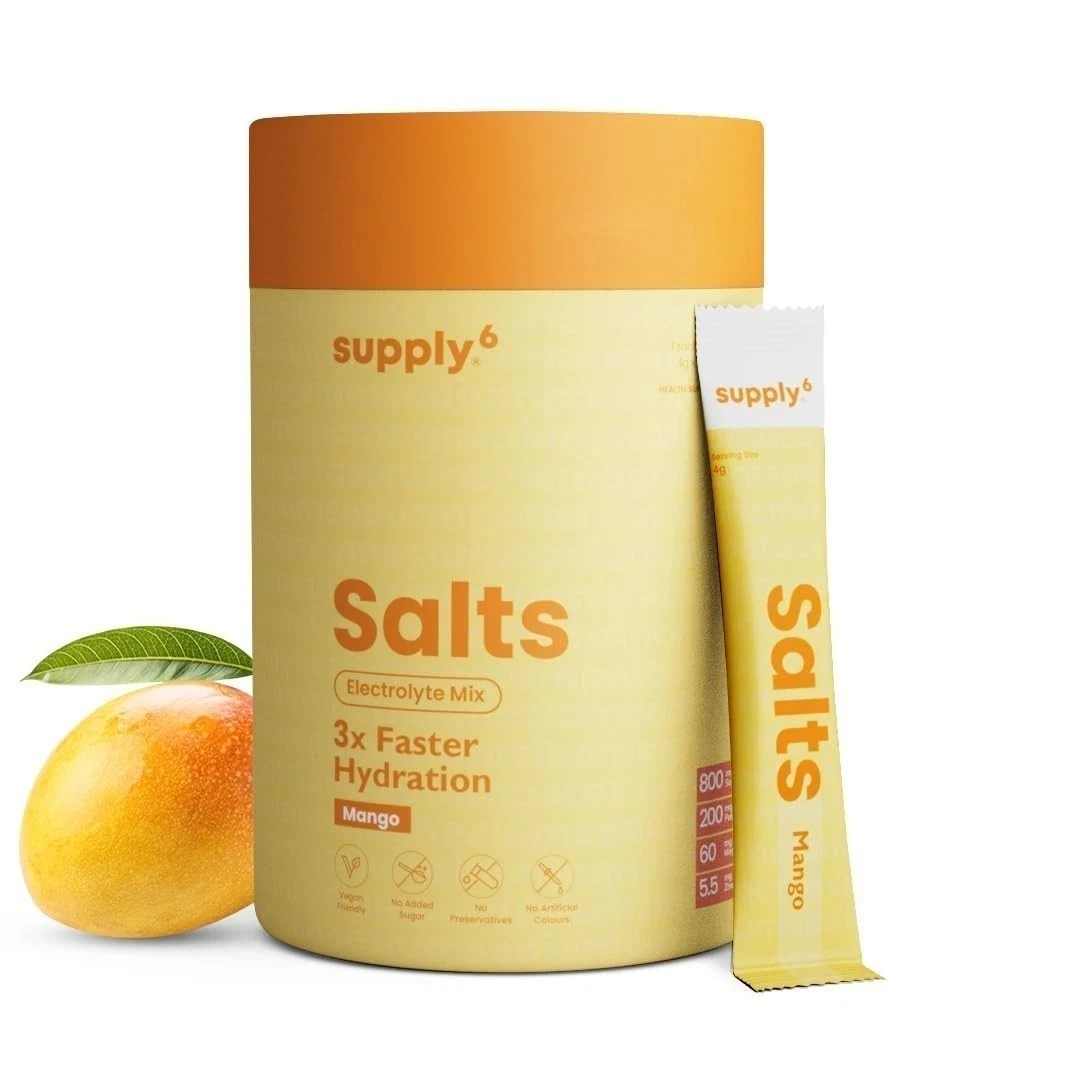 Supply6 Salts | Electrolyte Mix | Zero Added Sugar, (36 Servings, Mango)