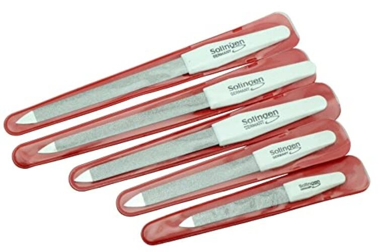 5 Pcs Solingen Germany Sapphire Metal Nail File Set + 1 Curved File – Fine