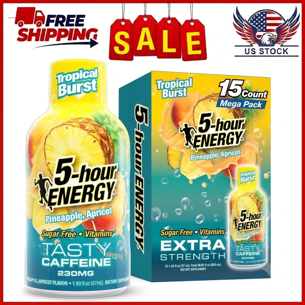 5-hour ENERGY Shot Extra Strength Tropical Burst Energy Drinks 1.93 oz 15 Pack